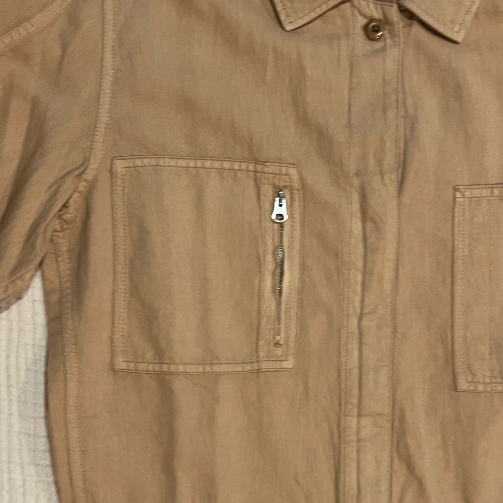 Outerknown STATION Long Sleeve Utility Jumpsuit Sand/Tan Sz L NWT $178 Linen - Picture 8 of 16